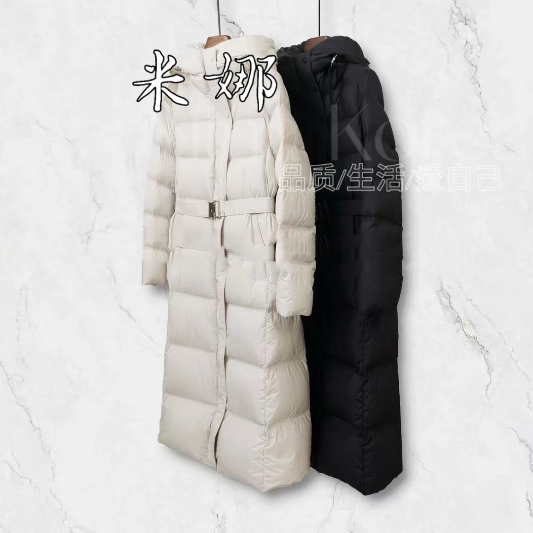 长款连帽女冬季韩版收腰加厚过膝修身显瘦鸭绒外套百搭