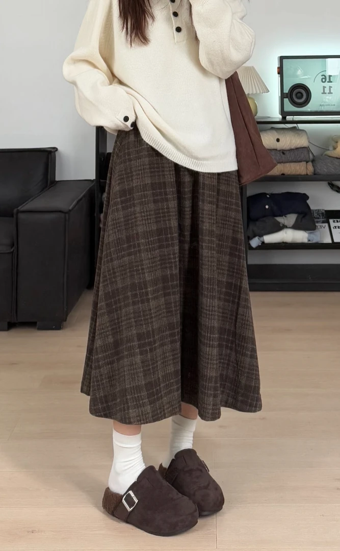 (051-100)直播选款半裙裙冬季  气复古质高腰显瘦时尚时尚百搭