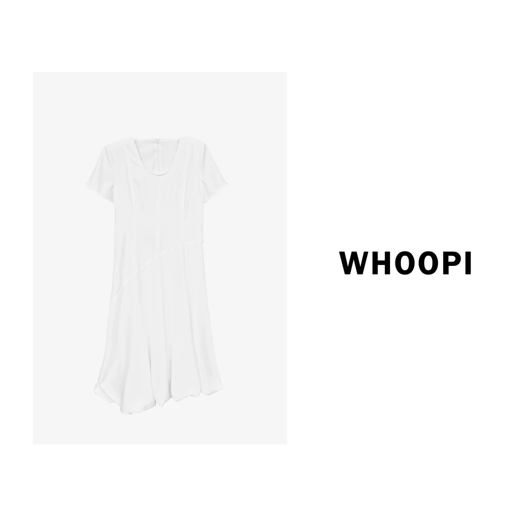 【Whoopi】【白月颂歌】设计感弹力蓬松立体螺旋花苞连衣裙