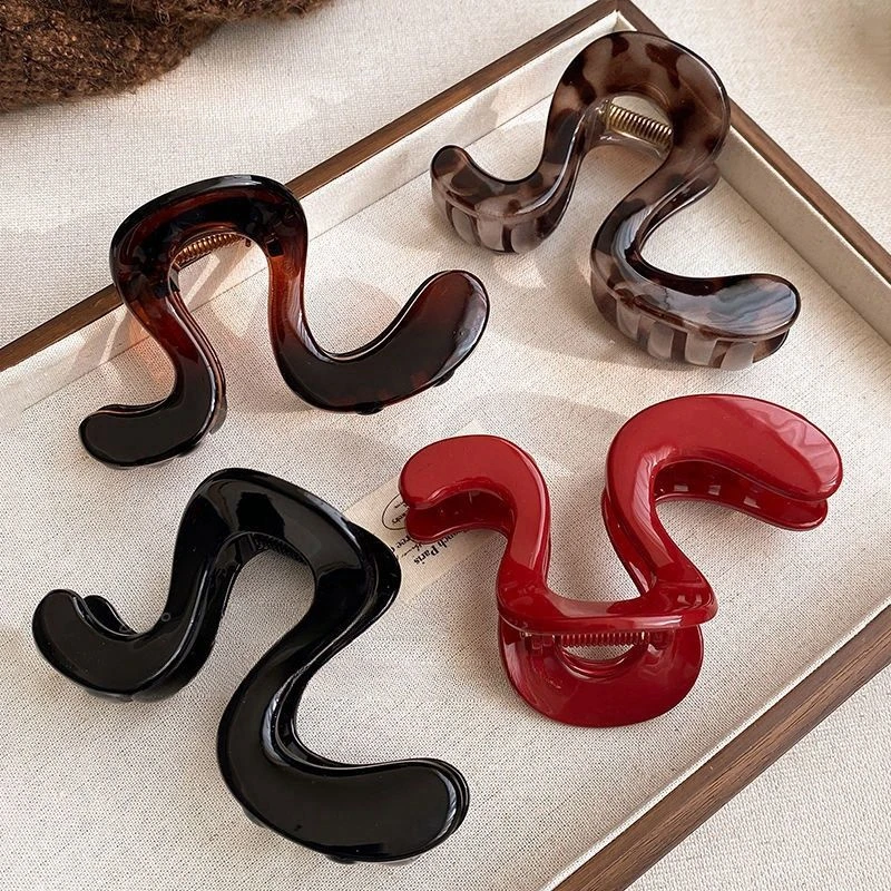 几字u型波浪小抓夹女2025新款发夹后脑勺半扎发鲨鱼夹字头饰发卡