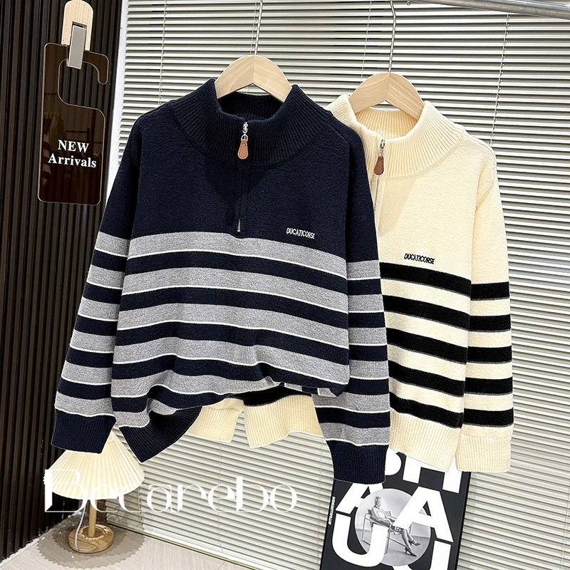 【淏妈原创】青少年童装男童冬装毛衣中大童休闲宽松儿童针织打底衫