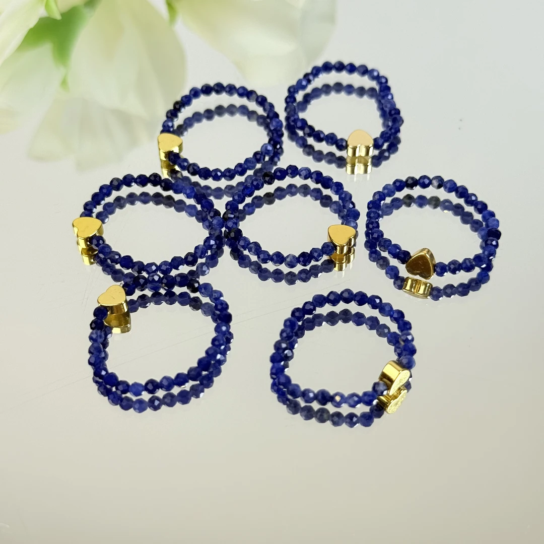 【青金戒指】青金石2-3mm弹力绳戒指面小仙多样性发其一