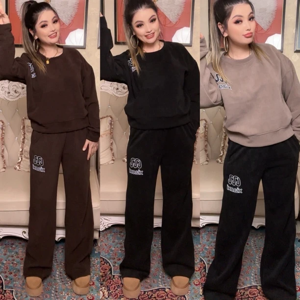 时尚百搭刺绣卫裤长款休闲运动套装男女同款潮流穿搭包邮