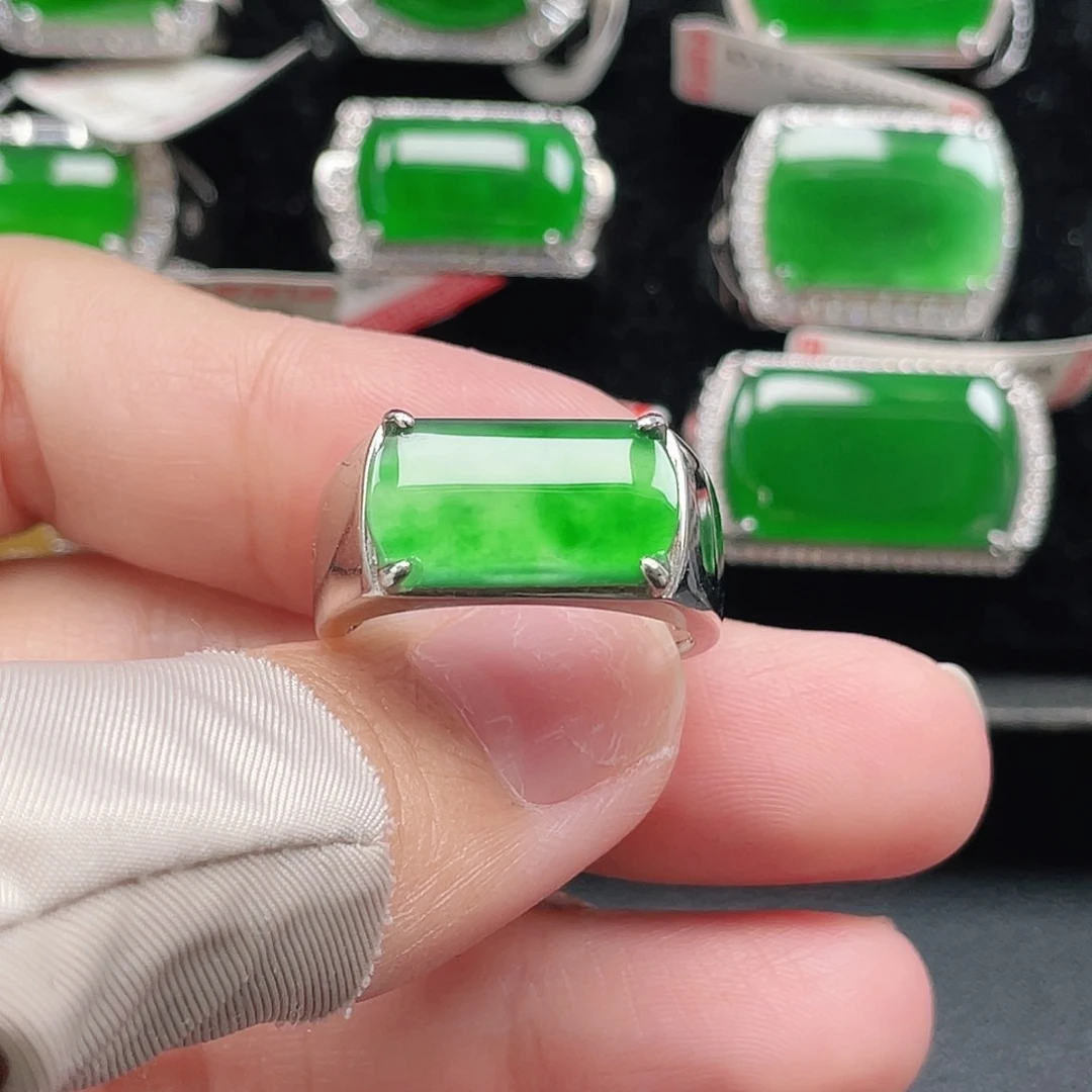 翡翠银S925镶嵌戒指天然A货翡翠没运费险2448