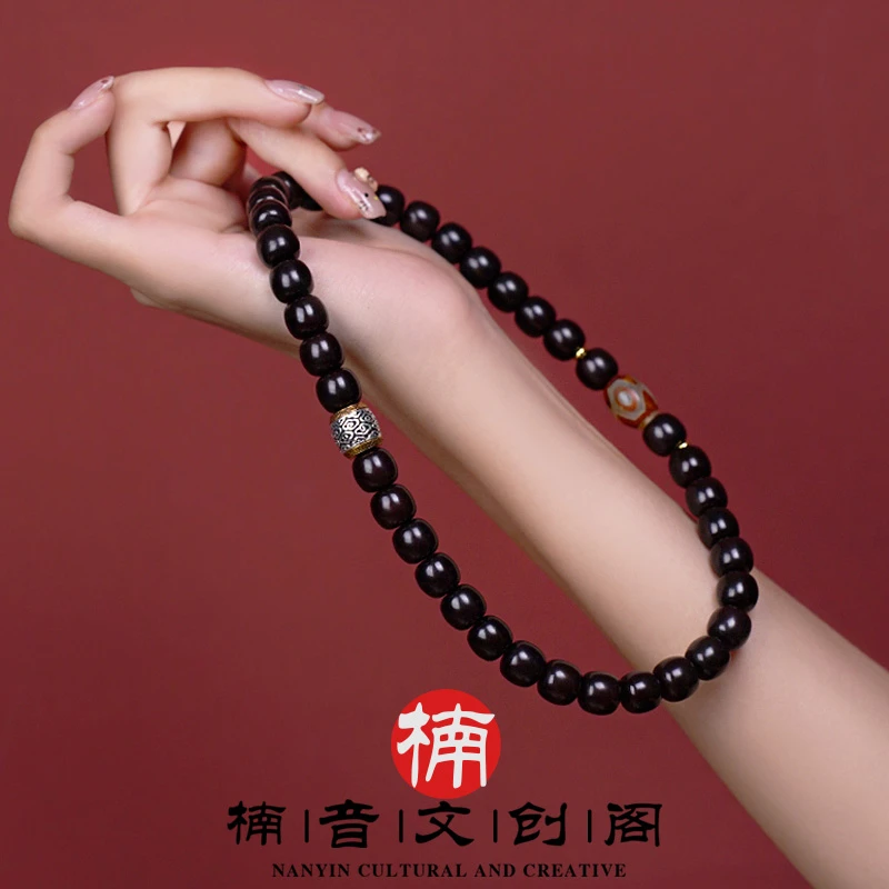 老型桶珠文玩盘串手链男女同款新中式菩提糖心老料双圈手串