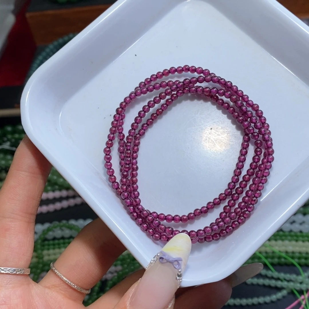 珠宝半成品未镶嵌石榴石多圈手链