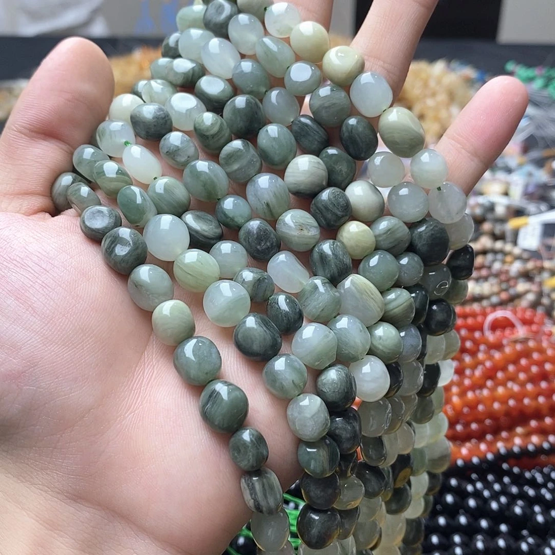 玛瑙/玉髓合金珠宝半成品一条天然绿兔毛不规则