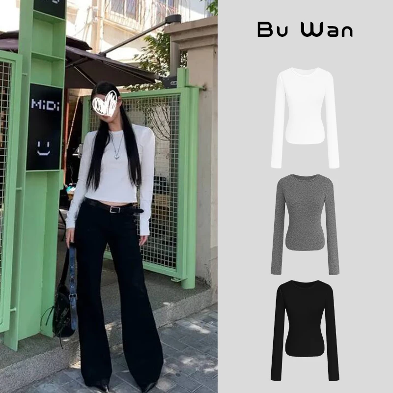 秋季时尚休闲长袖百搭T恤显瘦宽松修身网红磨毛打底舒适保暖3105