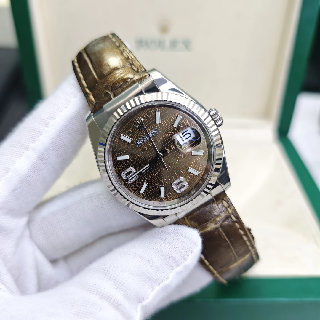 99新 Rolex/劳力士 日志116139/37mm/咖面波浪纹/自动/15年全套