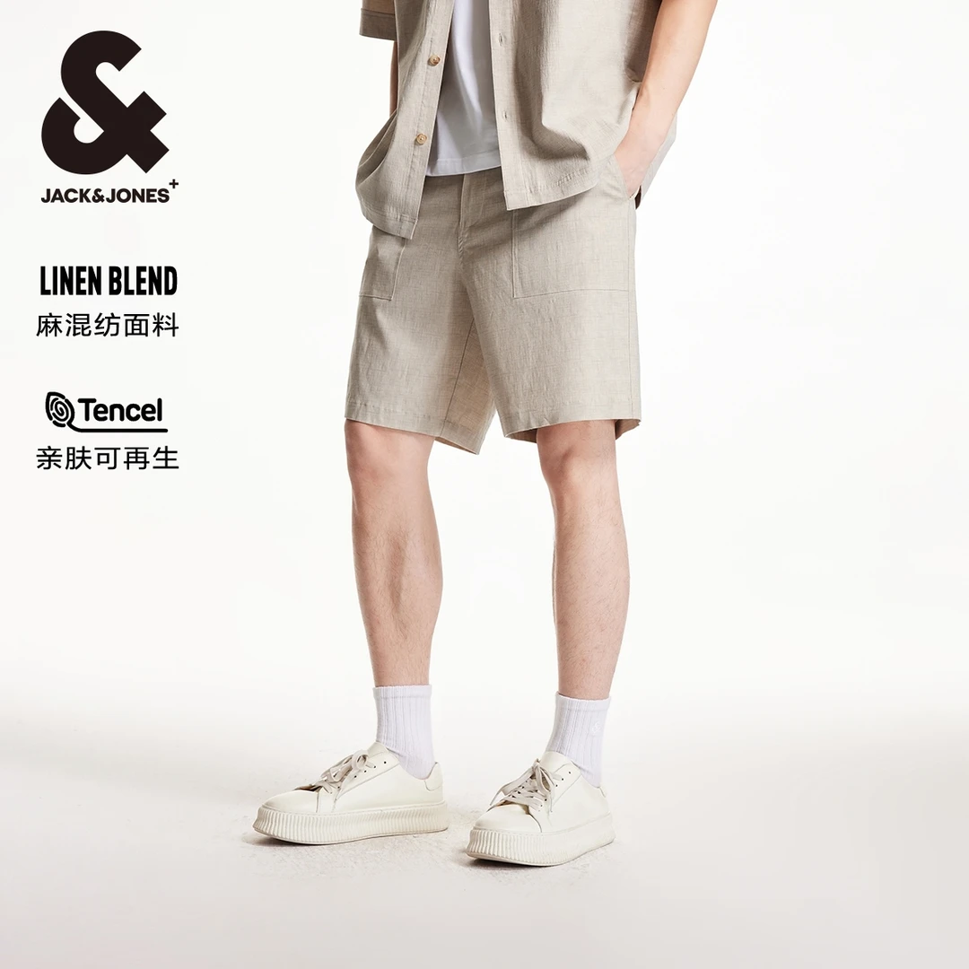 杰克琼斯男装秋季新款百搭时尚简约潮贴袋字母刺绣宽松休闲短裤男