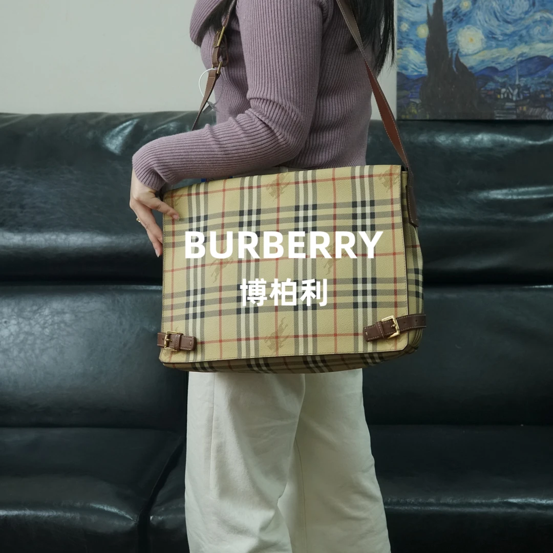 95新 BURBERRY/博柏利 巴宝莉/格纹斜挎包/F3ZG12710086/0086