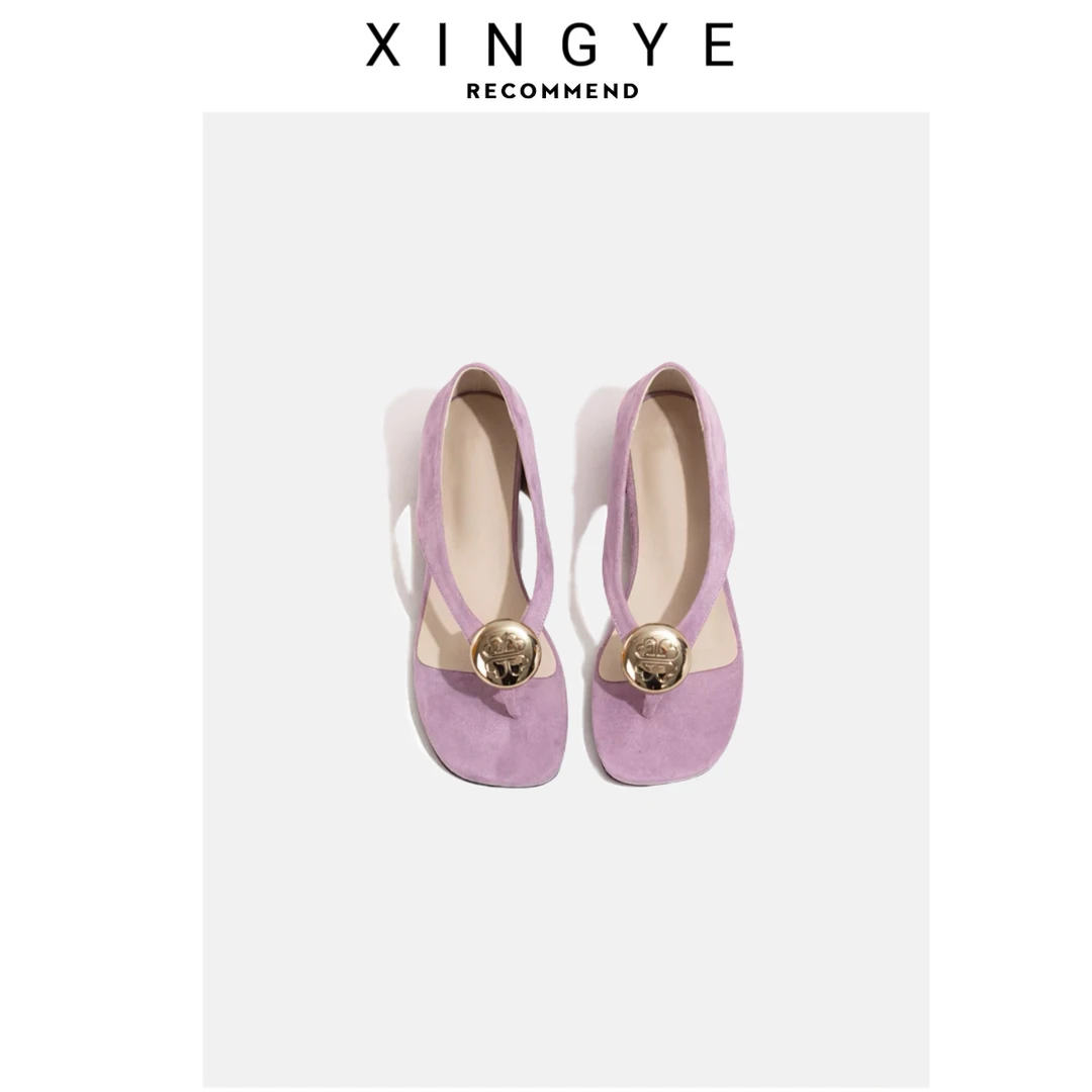 XINGYE 复古人字夹趾凉拖鞋女2025新款浅口内增高休闲单鞋