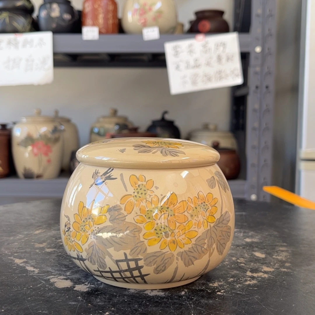 白泥水亮光存茶罐小茶罐58