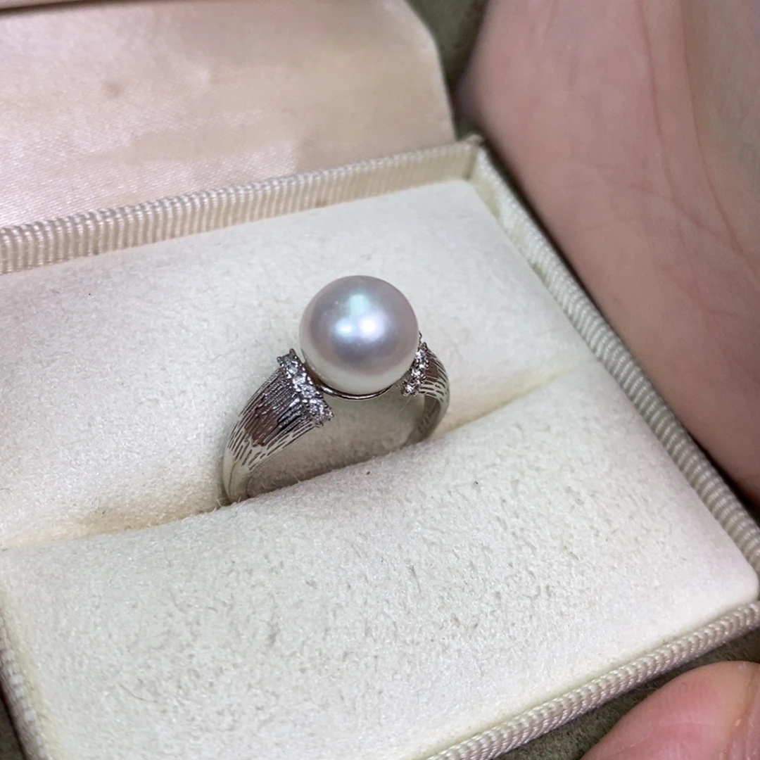 银S925镶嵌戒指淡水珍珠