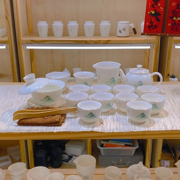 【不止】羊脂玉瓷茶具套装