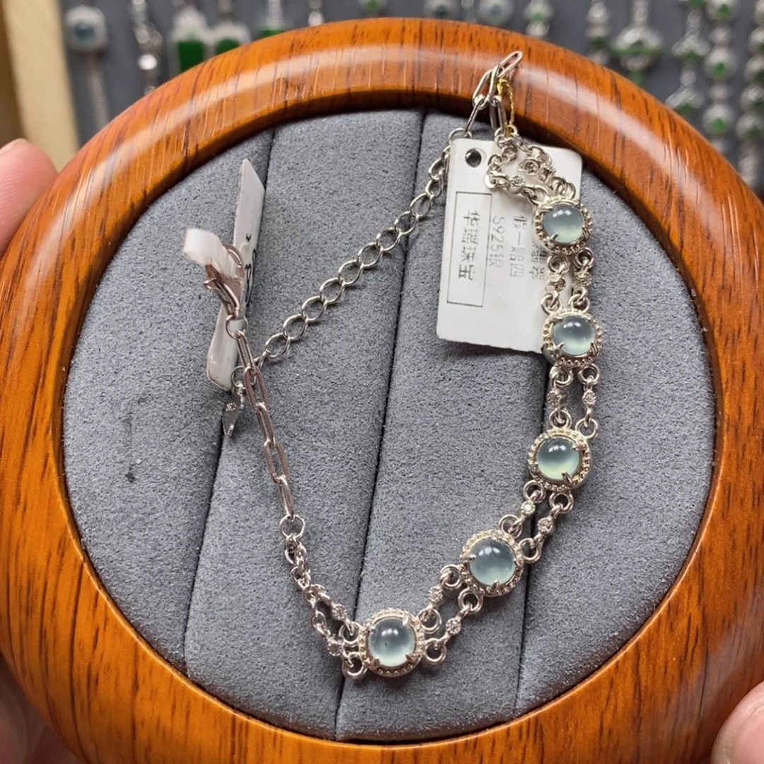 翡翠颈饰银S925镶嵌翡翠手链