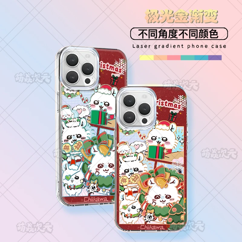 chiikawa吉伊卡哇适用苹果华为VIVO小米OPPO一加圣诞极光金手机壳
