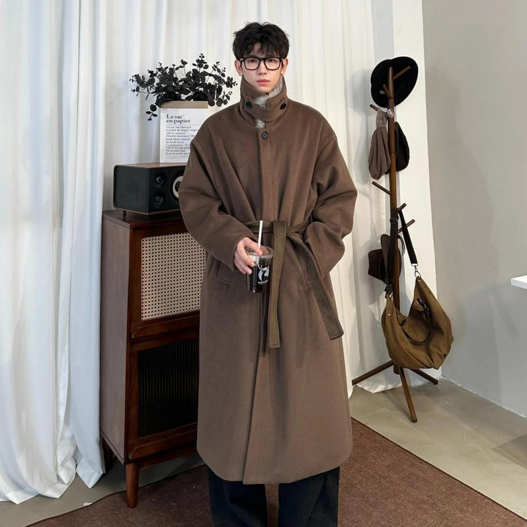 不太董【柏林信笺】座山雕可拆卸毛领加棉呢大衣保暖冬款韩系氛围男