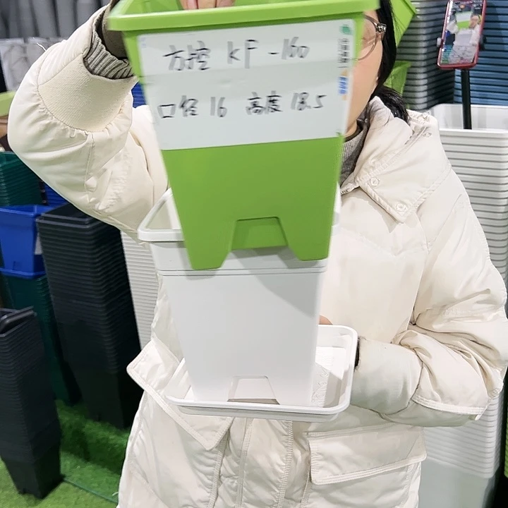 正品方盆口16高18白色带托5只