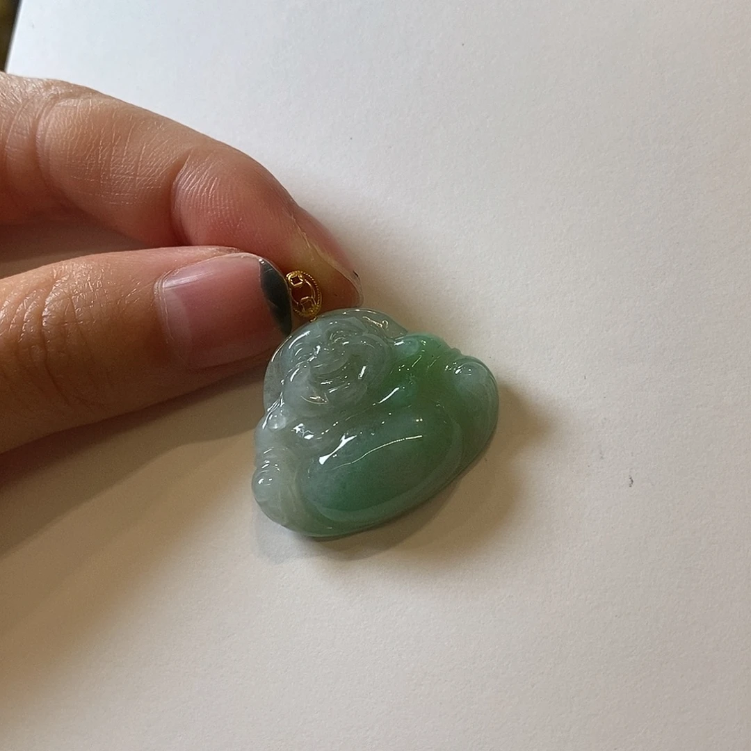 翡翠18K金镶嵌颈饰如意mq