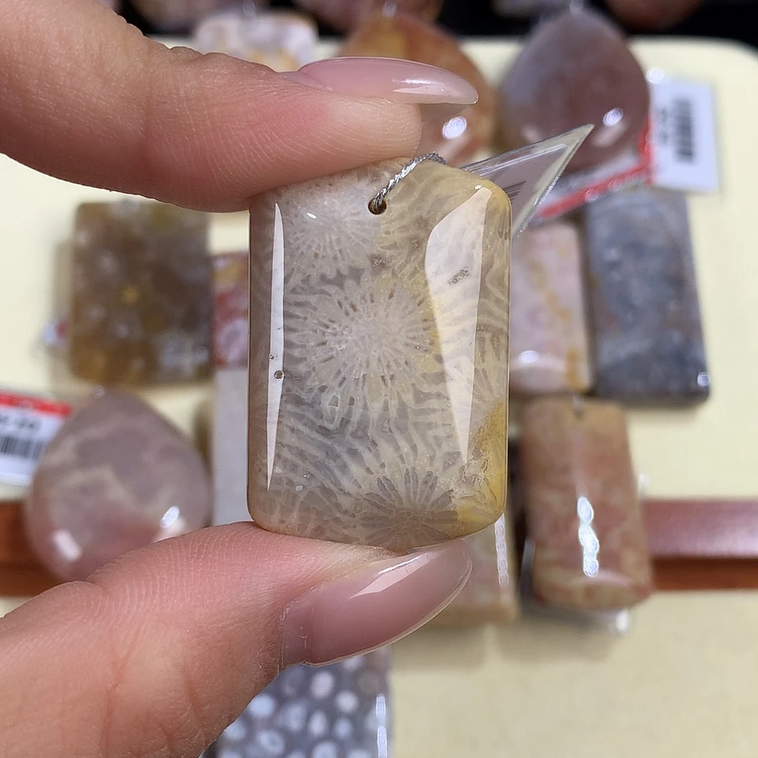 吊坠(赠链)未镶嵌硅化珊瑚（珊瑚玉）32号太阳花