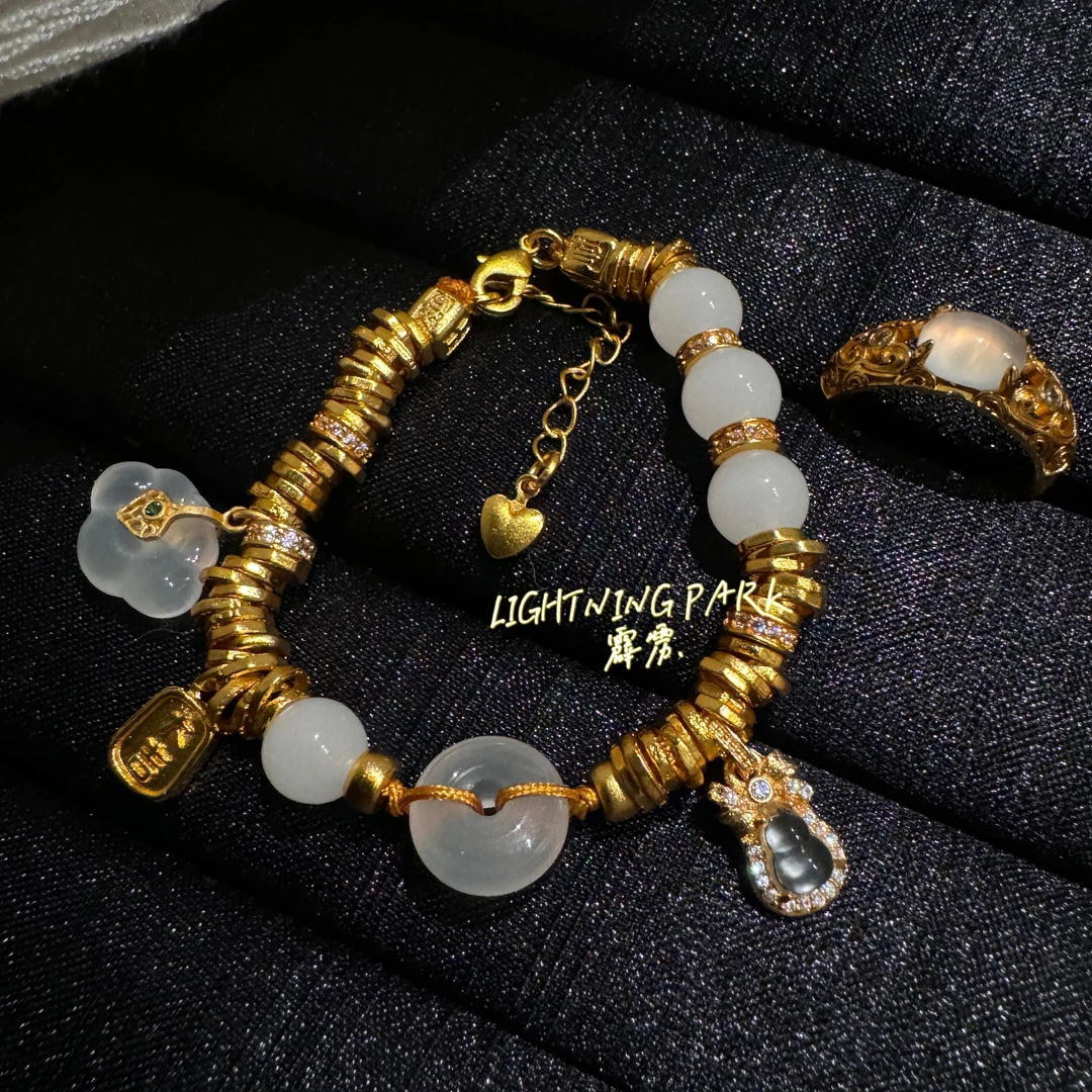 LIGHTNINGPARK 新中式清冷雾纱平安扣盘缠手链
