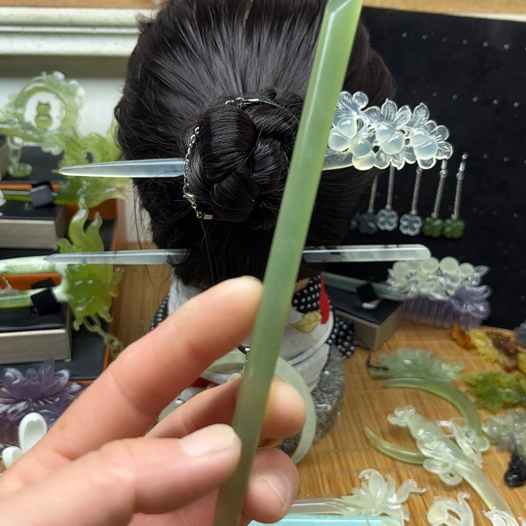 非金属天然岫玉发簪