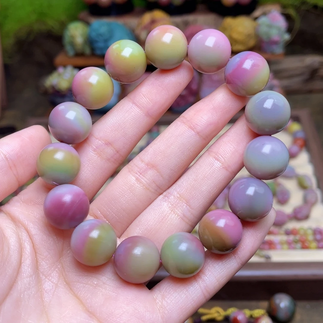 居***的未镶嵌手串玛瑙/玉髓盐源玛瑙炫彩彩虹串