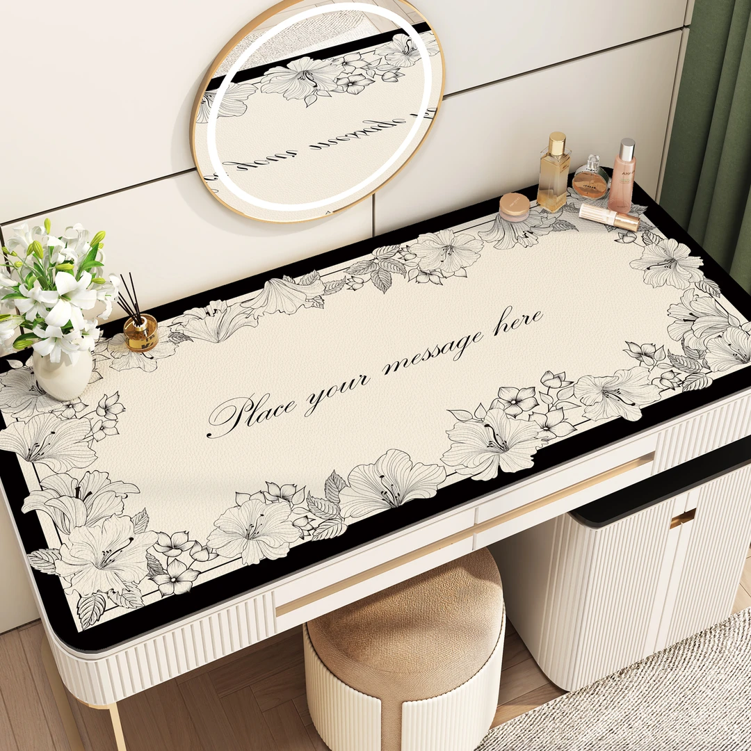 梳妆台桌垫轻奢高级感卧室化妆桌面垫免洗防油防水美甲桌布书桌垫