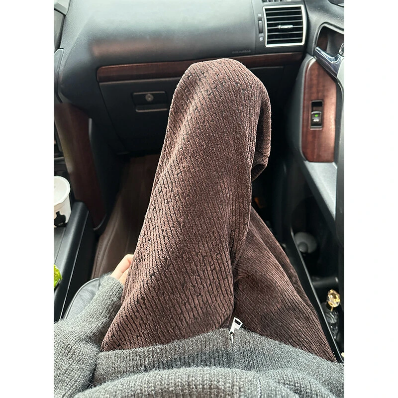 美拉德针织裤子男款秋冬美式斜条纹重磅卫裤潮牌高级感宽松阔腿裤