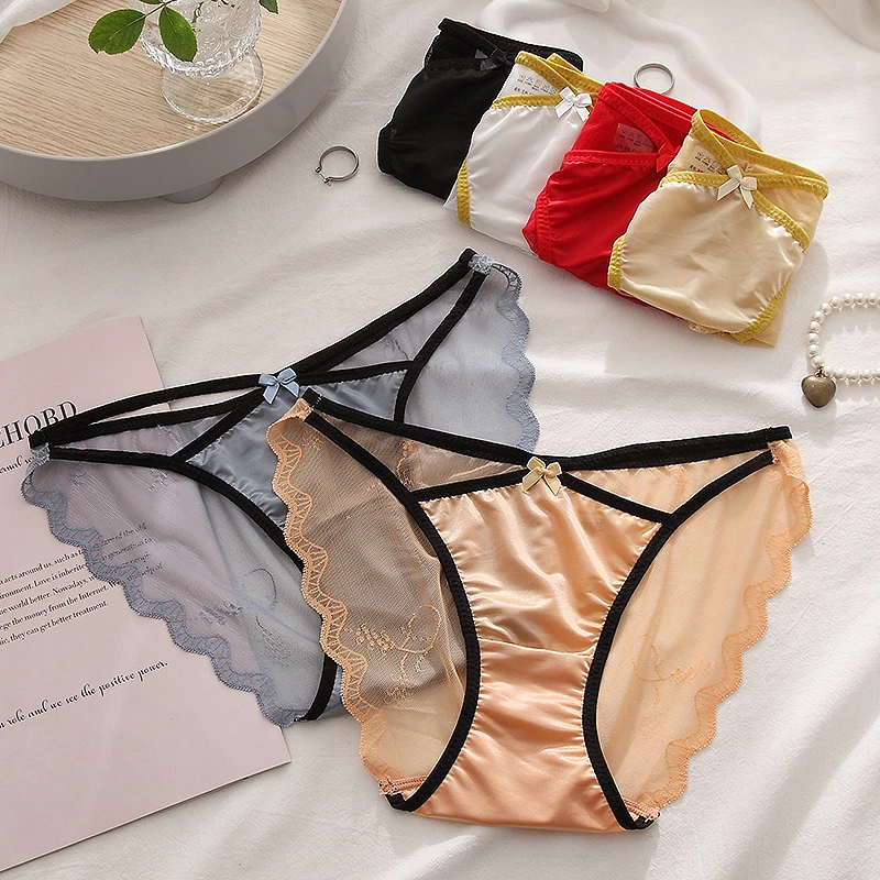 3条礼盒装冰丝感女士内裤女款低腰女生无痕性感女士三角短裤新款