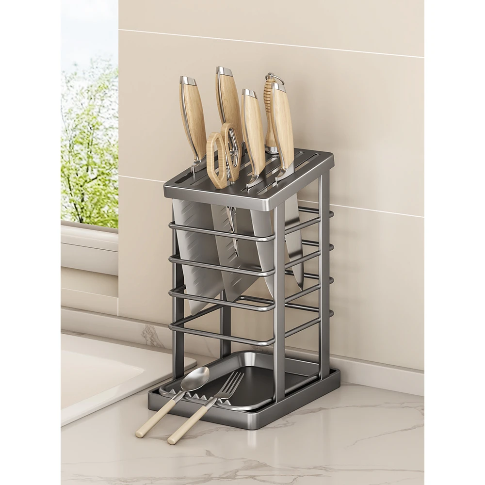 304不锈钢厨房刀架置物架台面多功能刀具收纳2025新款菜刀放置座