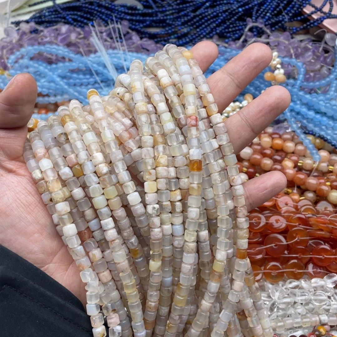 玛瑙/玉髓珠宝半成品未镶嵌一条装6mm樱花玛瑙管珠