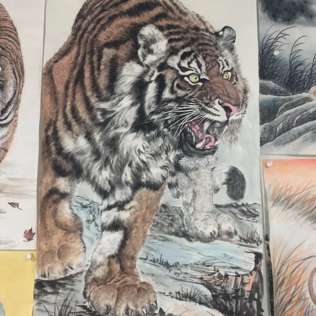 国画泽*福利作品六尺手绘老虎