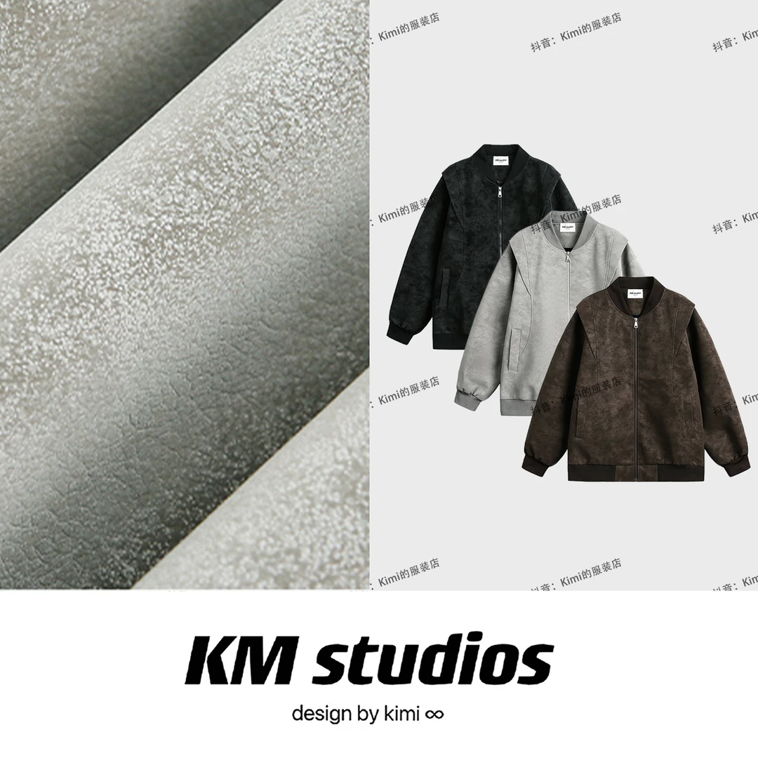 KM studios 秋季新款立领复古夹克立体拼接百搭日常宽松休闲外套