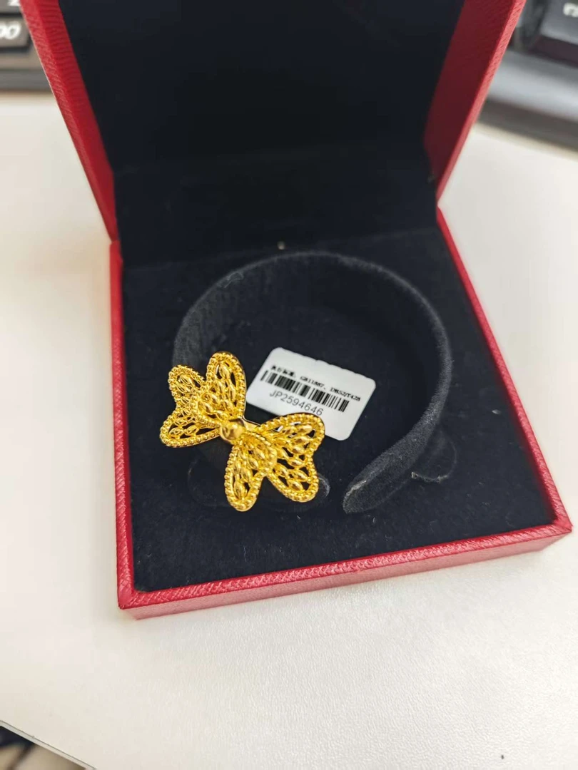 足金时尚蝴蝶结戒指女款气质经典