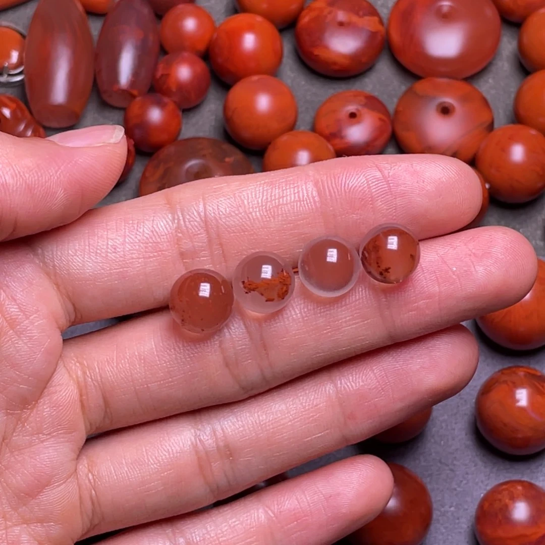 0***1南红玛瑙珠子未镶嵌天然原矿南红冰飘珠10毫米