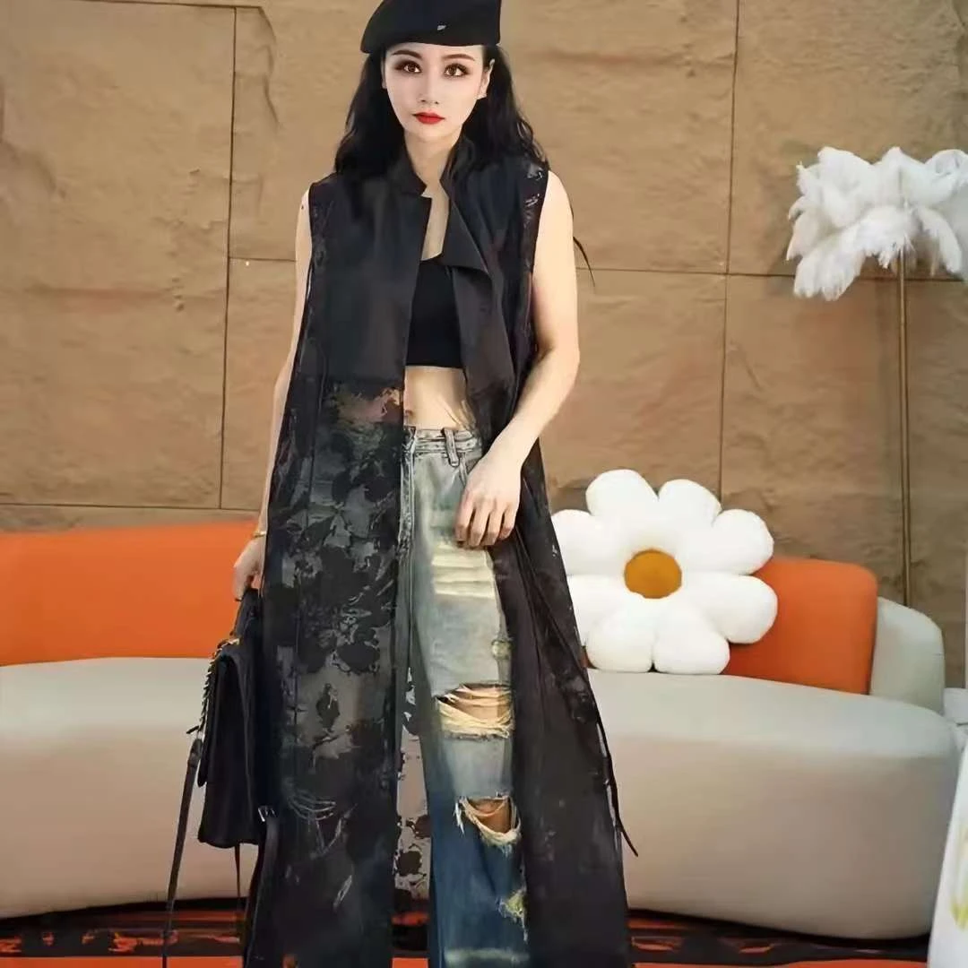 330【凡家衣橱】气质时尚百搭小众设计复古国风拼接蕾丝洋气马甲