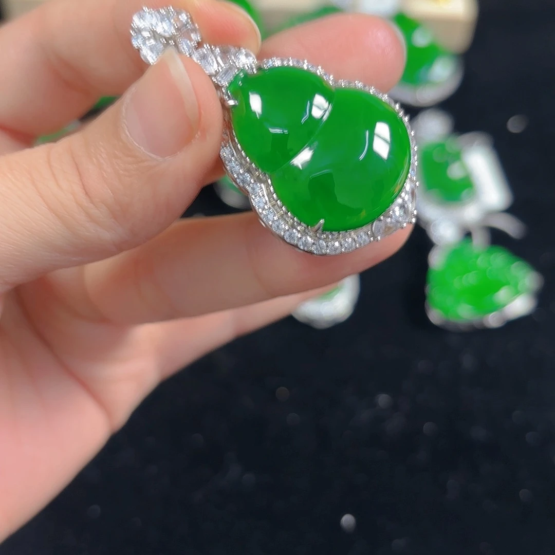 翡翠银S925镶嵌吊坠(不含链)