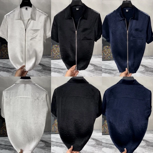 2025夏季新款时尚高品质百搭男士醋酸T恤短袖8043