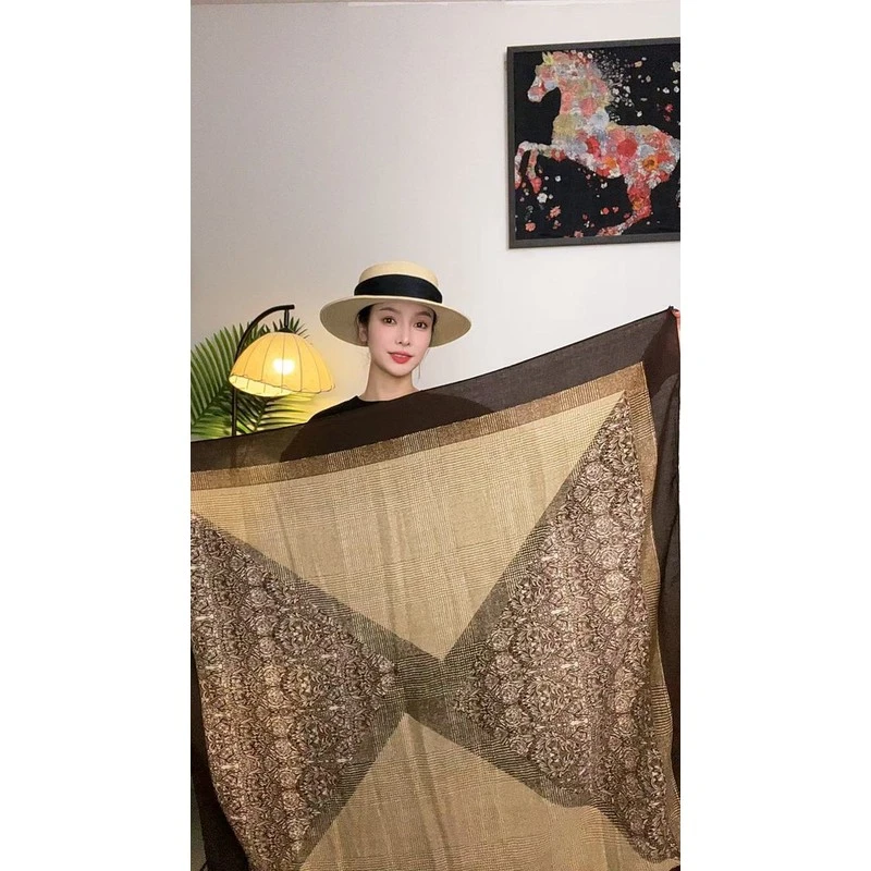 【凡尘】105*105大方巾围巾丝巾披肩民族风秋冬女士老钱风 气质女