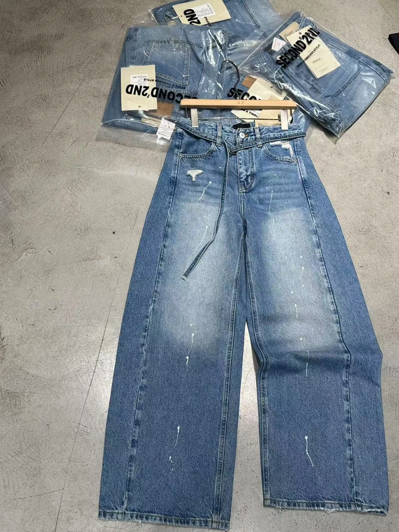 430油漆休闲牛仔裤