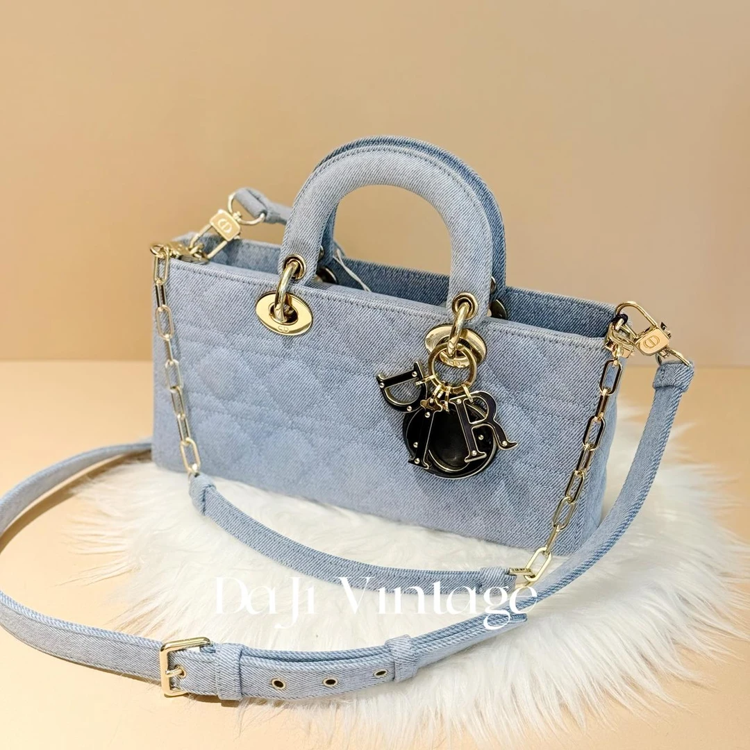 大吉中古/Dior迪奥蓝丹宁横版戴妃斜挎包