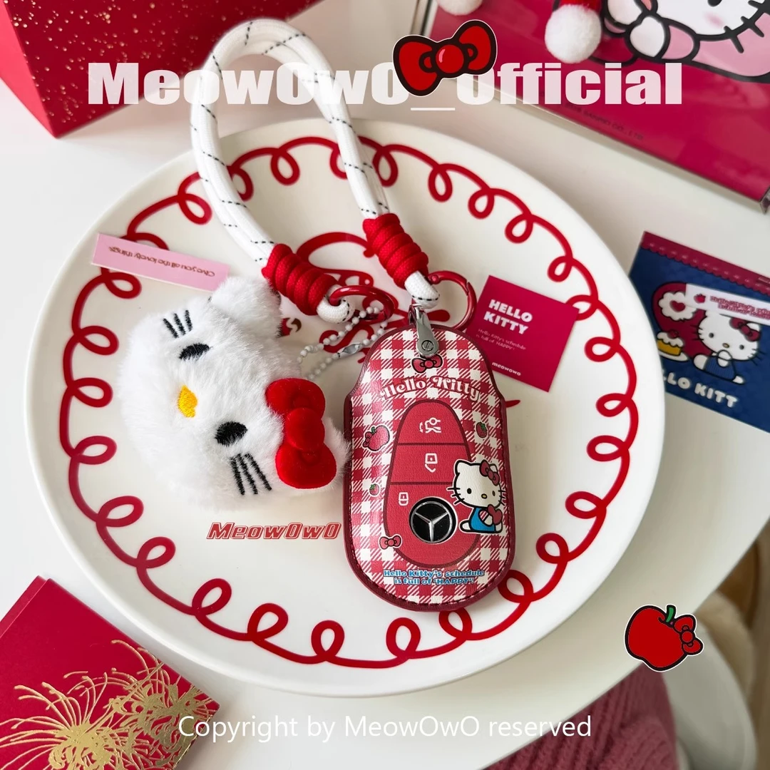 奔驰钥匙套车壳扣A级C级E级S级C260L A200女GLC300红色hellokitty