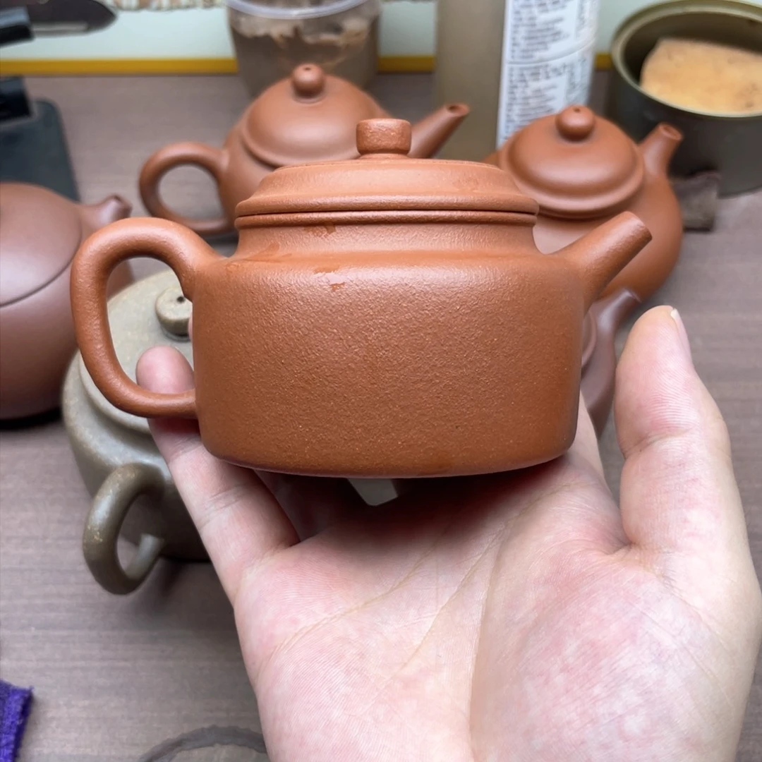 茶壶紫砂沐**沐宜兴紫砂原矿红降坡德钟220毫升