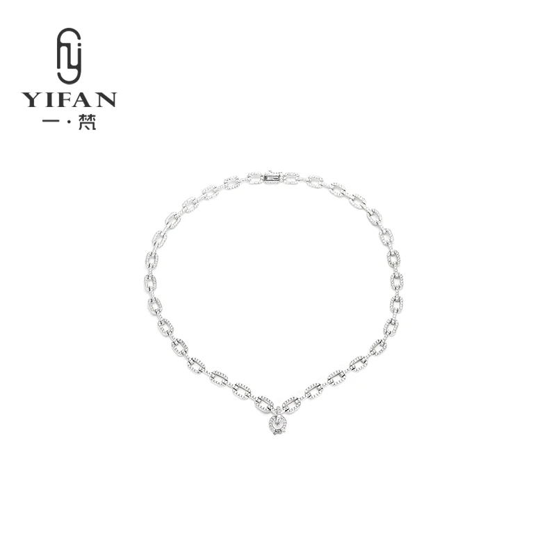 吊坠925银合成锆石 一梵  2118-原创设计轻奢环环相扣满钻百搭项