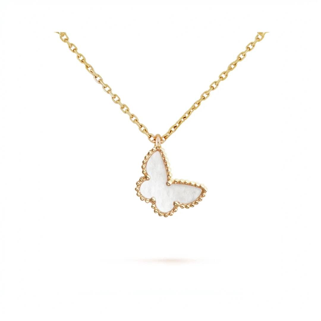 未使用 梵克雅宝 Sweet Alhambra蝴蝶项链优雅时尚白色小蝴蝶吊坠