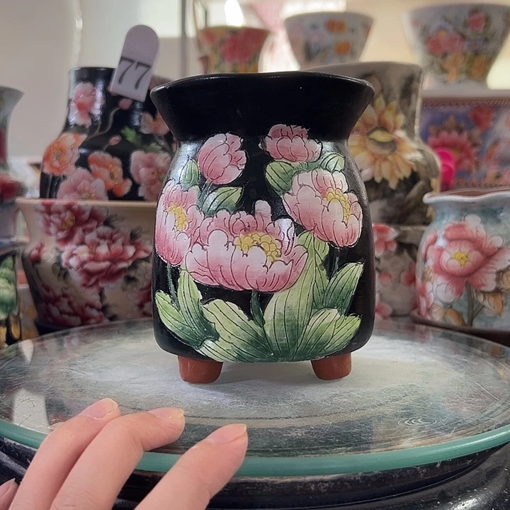 景德镇幸运花盆手绘韩式花盆