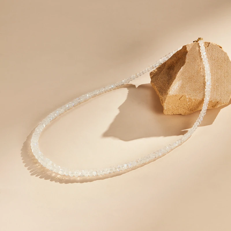 ECI【月光入梦】月光石项链18k金刻面彩宝珠串月光石手串小众珠宝