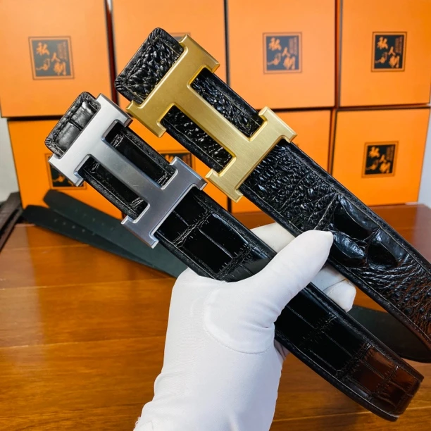 D打孔带扣头鳄腰带链接